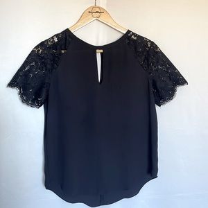 Womens Madewell Black lace Short-Sleeve Blouse